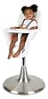Boon Flair Elite Pneumatic Pedestal Highchair with Stainless Steel Base and 2 Seat Pads - White and Orange/Grey