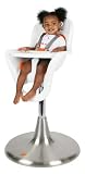 Boon Flair Elite Pneumatic Pedestal Highchair with Stainless Steel Base and 2 Seat Pads - White and Orange/Grey