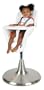 Boon Flair Elite Pneumatic Pedestal Highchair with Stainless Steel Base and 2 Seat Pads - White and Orange/Grey
