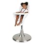 Boon Flair Elite Pneumatic Pedestal Highchair with Stainless Steel Base and 2 Seat Pads - White and Orange/Grey