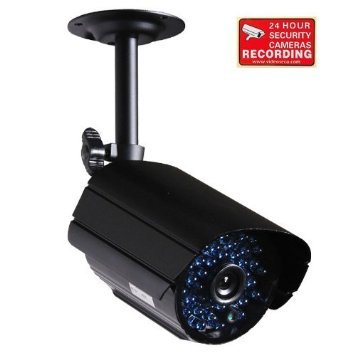 VideoSecu Bullet Day Night Audio Video Outdoor Security Camera 520TVL High Resolution Built-in Microphone IR-Cut Filter Infrared for CCTV Home Surveillance DVR System with Bonus Warning Sticker (Black) CXU