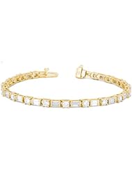 14KT Yellow Gold Stunning Diamond Tennis Bracelet featuring 40 Baguette Cut and 20 Round Brilliant Cut Diamonds in a High Polished Setting. 4 5/8 CTW