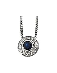 Ann Harrington Jewelry 14k White Gold 4mm Genuine Blue Sapphire And .06 Ct Tw Diamond Bezel Necklace