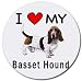 I Love My Basset Hound Round Mouse Pad