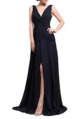 V-neck Corset   Waistline Sheath Crystal Chiffon Evening Dress 