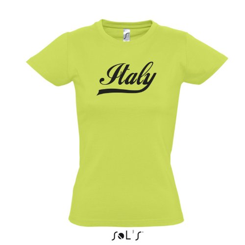 Damen T-Shirt – Italien Oldschool Italy LÄNDERSHIRT EM / WM FAN Trikot S-XXL , Apple green – schwarz , S