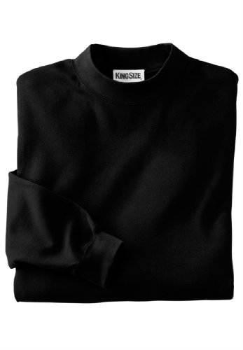 Kingsize Men's Big & Tall Mock Turtleneck Long-Sleeve Cotton Shirt, Black 8Xbig On Sale