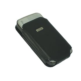 Premium Leather Low Profile Vertical Jacket for Nokia 800, Black with Fixed Swivel Clip By Prima...
