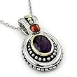 2 Tone Amethyst Necklace With 16" Adjustable