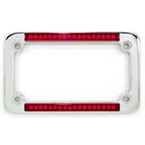 Signal Dynamics Dual Red LED Chrome Motorcycle License Plate Frame