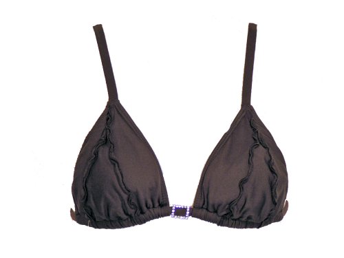 Guess Brown Ruffled Swimsuit-top w/Rhinestone M