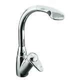 KOHLER K-6340-CP ProAvatar Single Control Pullout Kitchen Sink Faucet, Polished Chrome