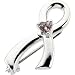 Beautiful! Sterling-silver 23.50x11.50 Mm Polished W/pink Heart Sapphire! Breast Cancer Awareness Brooch