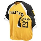 Majestic Pittsburgh Pirates #21 Roberto Clemente Gold-Black Wheelhouse Cooperstown Player Baseball Jersey (X-Large)