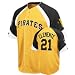 Majestic Pittsburgh Pirates #21 Roberto Clemente Gold-Black Wheelhouse Cooperstown Player Baseball Jersey (X-Large)
