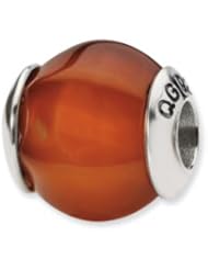 Sterling Silver Orange Sardonyx Stone Charm for 3mm Charm Bracelets
