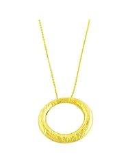 14 Karat Yellow Gold Puffed Circle Of Life Pendant Necklace (17 Inch)