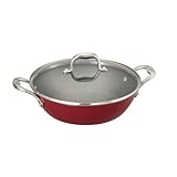 Guy Fieri 5099875 Light Weight Cast Iron Braiser Pan, 5-Quart, Red