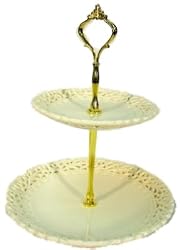 Battenburg Two Tier Cookie Tidbit Tray - Perfect for Tea Parties