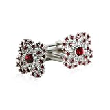 Antique Cufflink Set with Siam Crystal and Platinum Overlay