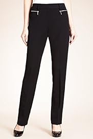 Flat Front Zip Pockets Slim Leg Trousers