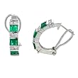 14K White Gold Emerald and Diamond Earrings