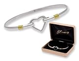 Amour Two Tone Heart Clip Bangle Bracelet Gift Boxed