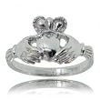 Ladies Irish Claddagh Ring in Solid 10K White Gold Size 6