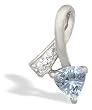 14K White Gold Genuine Trillion Aquamarine and Diamond Ribbon Pendant