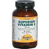 Country Life Superior Vitamin C 1000 mg, Tablets,  90-Count