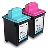 Lexmark 50 17G0050 & Lexmark 80 12A1980 Compatible Remanufactured Combo Pack - 1 Black & 1 Color Ink Cartridges