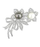 14k Gold 1-5/8ct TDW Diamond Cultured Pearl Pin (I-J, SI2-I1)