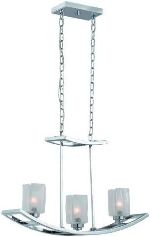 39523-CH Yachting Club 3LT Linear Pendant, Chrome Finish with White Iced Glass Shades