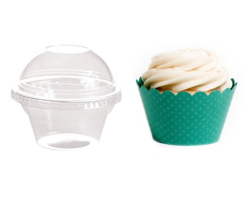 Dress My Cupcake Favor Dome Containers with Wrappers DIY Kit, Aqua, Set of 25