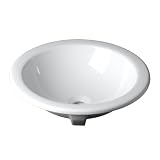 Decolav 1471-CWH 18-Inch Self-Rimming Round Vitreous China Drop-in Lavatory with Overflow, Ceramic White