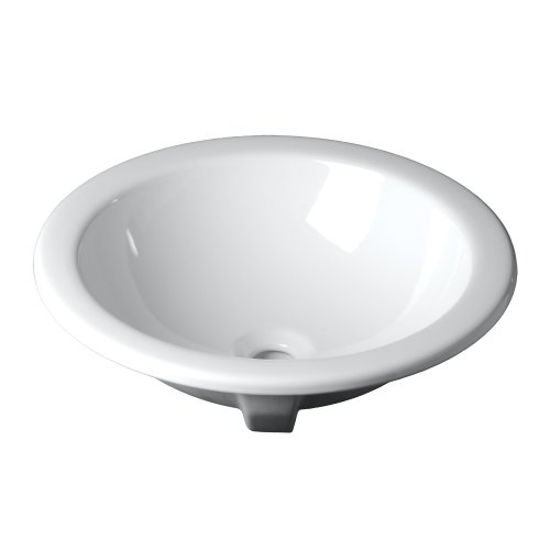 Decolav 1471-CWH 18-Inch Self-Rimming Round Vitreous China Drop-in Lavatory with Overflow, Ceramic White