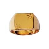 Mens 18K Gold Plated Signet Ring