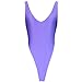 iEFiEL Womens One Piece High Cut Leotard Thong Bodysuit (Purple)