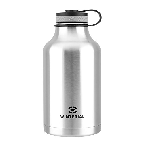 Winterial 64 oz Insulated Growler and Steel Water Bottle / Beer Growler / Double Walled Thermos Flask / Insulated Growler