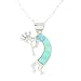 Southwestern Blue Opal Inlaid Kokopelli Pendant in Sterling Silver by Native American Indian Artist Calvin Begay on 16" Sterling Bead and Bar Chain , #7778