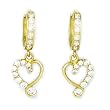 14K Yellow Gold CZ Jeweled Heart Huggy Earrings