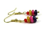 Spring Roses Howlite Disc Dangle Earrings with African White Heart Bead Accen