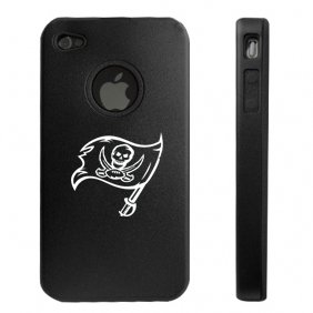 Apple iPhone 4 4S 4G Black Aluminum & Silicone Case Tampa Bay Buccaneers