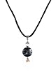 Necklace - N245 - Round Shape Murano Style Glass with Swarovski Crystal Dangles ~ Black and Copper Stripe