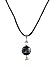 Necklace - N245 - Round Shape Murano Style Glass with Swarovski Crystal Dangles ~ Black and Copper Stripe