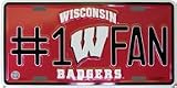 #1 Fan Metal License Plate - Wisconsin Badgers