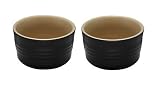 Le Creuset Stoneware Ramekins, Twin Set, Satin Black
