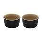 Le Creuset Stoneware Ramekins, Twin Set, Satin Black (Matt Black Finish)