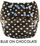 Blueberry Minky One Size Pocket Diapers - Snaps - Blue on Chocolate