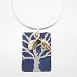 Tree of Life Pendant with Gold Fill Leaves in Sterling Silver on a 20" Snake Chain, #9170